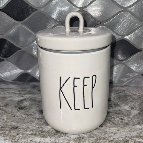 Rae Dunn White Ceramic “Keep” Canister With Lid - Picture 1 of 3